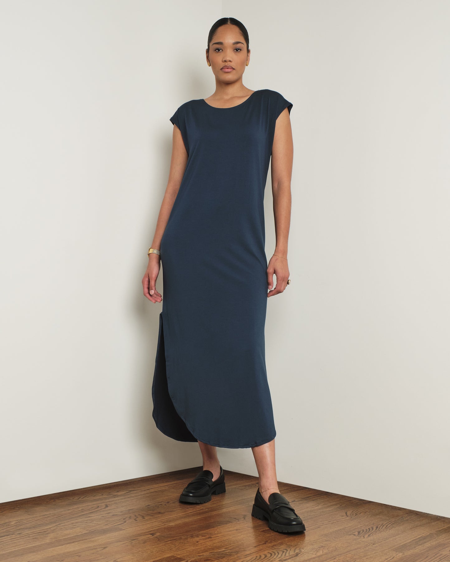 Long Easy Dress in Navy