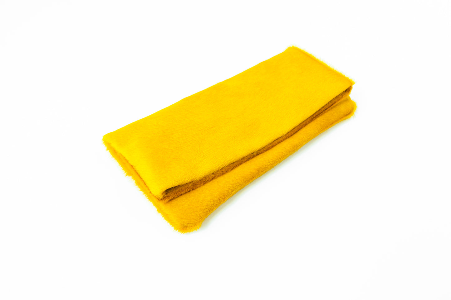 Oversized Calf Hair Clutch in Marigold