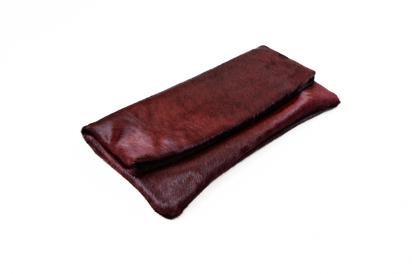 Oversized Calf Hair Clutch in Merlot